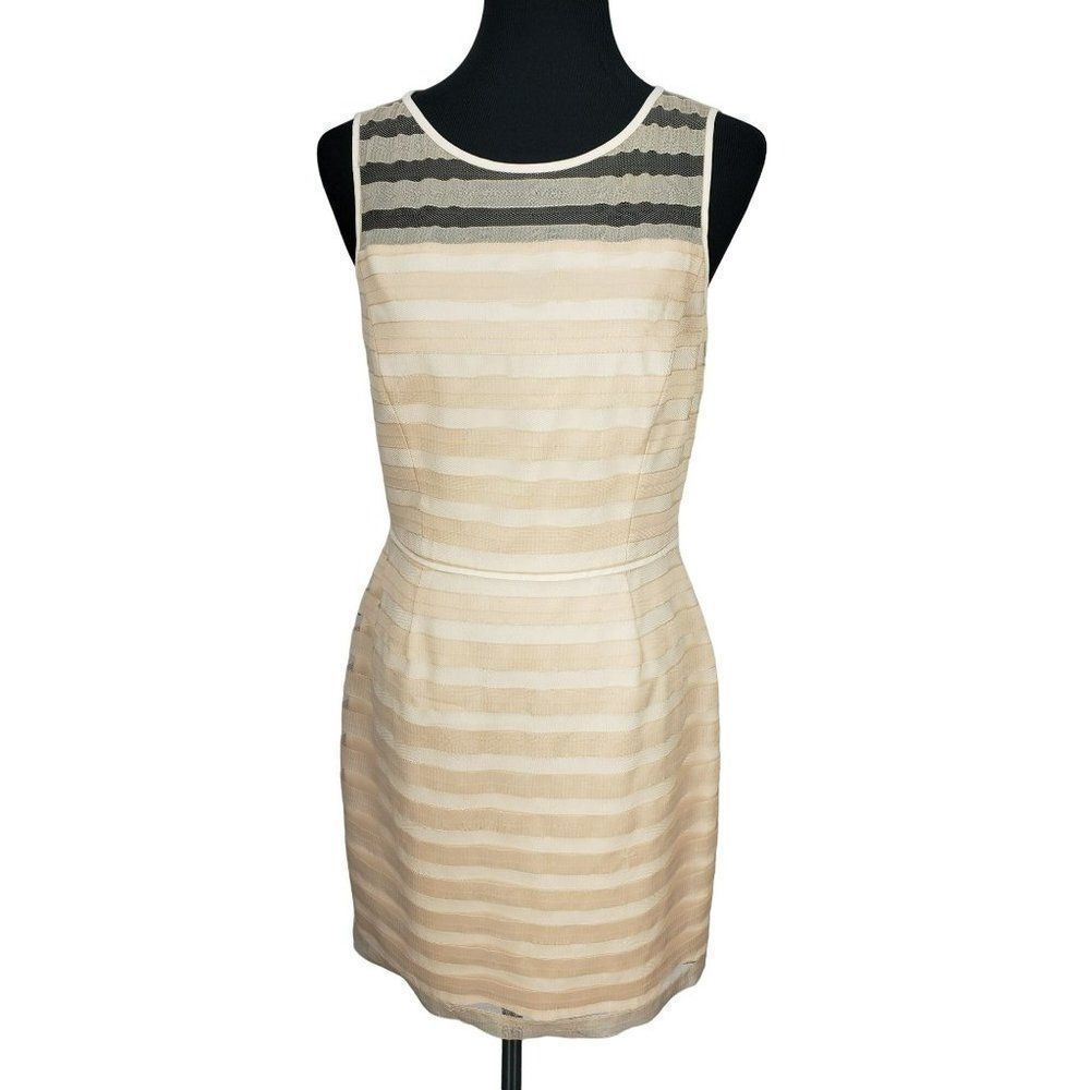Gianni Bini Rose Gold Striped See Through Neckline Size 6 Dress